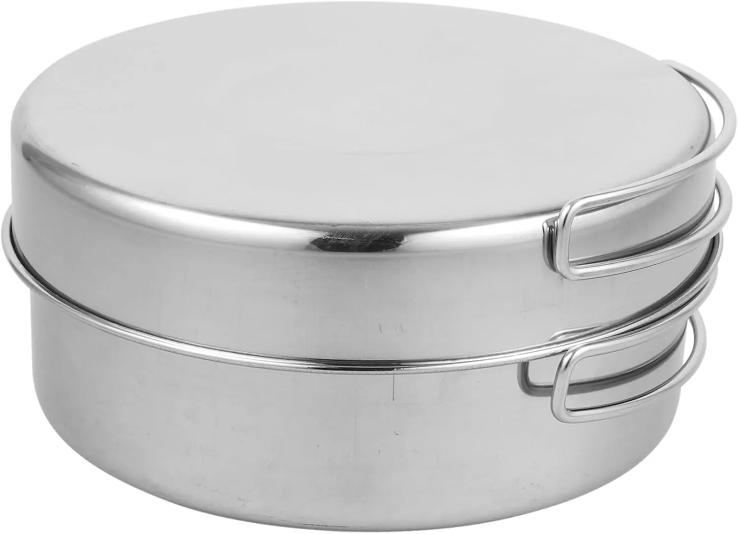 KICHOUSE Stainless Steel Camping Cookware Kit 4-Piece Set Stew Pot Frying Pan Plate and Cup for Outdoor Camping and Hiking