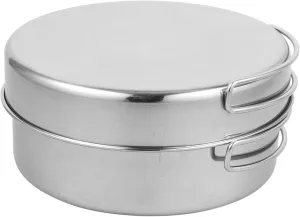 KICHOUSE Stainless Steel Camping Cookware Kit 4-Piece Set Stew Pot Frying Pan Plate and Cup for Outdoor Camping and Hiking