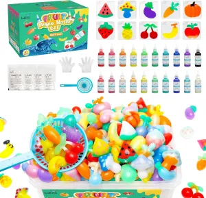 Kiditos Fruit Magic Water Elf Toy Kit,Aqua Fairy Water Gel Kit-20 Magic Gel&10 Molds-Make Your Own Water Elves&Squishy Toys–Fun Summer DIY Craft Kit,Birthday Gifts&Party Favors for Kids Ages 3 
