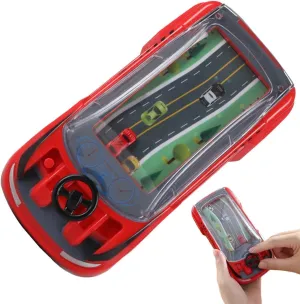 Kids Handheld Racing Game, Car Game Hand Held, Portable Dual Player Race Games, Kids Racing Car Game Machine, Simulation Steering Car Racing Adventure Toy with Steering Wheel(Red)