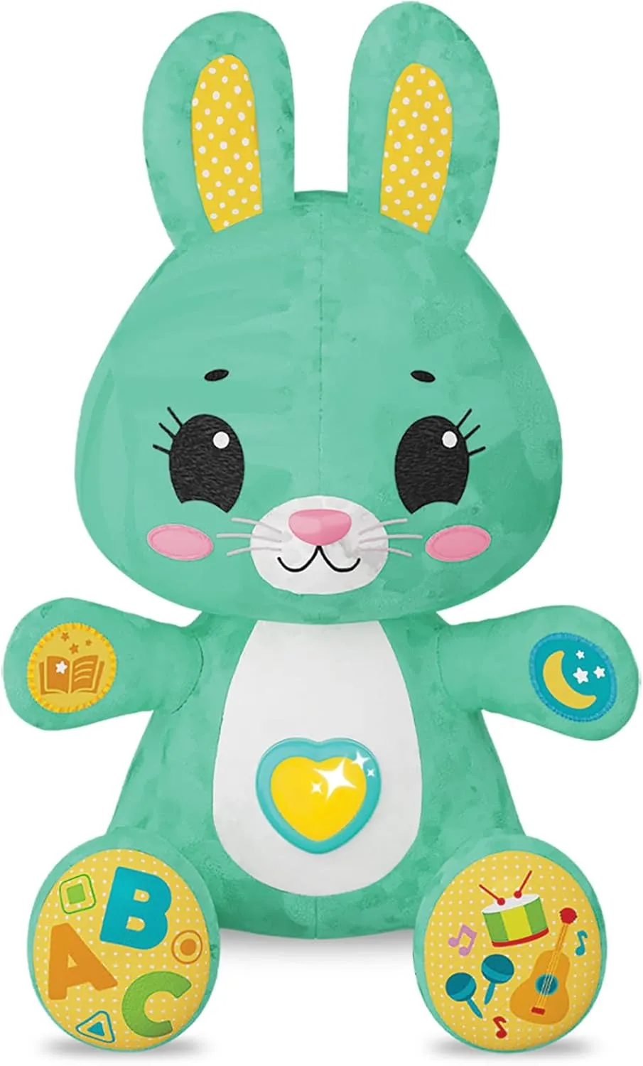 Kids Hits Play with Me Bunny – Interactive Plush Musical Toy for Toddlers – Light-Up Belly, ABCs, Lullabies & Fairy Tales – Educational Stuffed Rabbit – Ages 1 