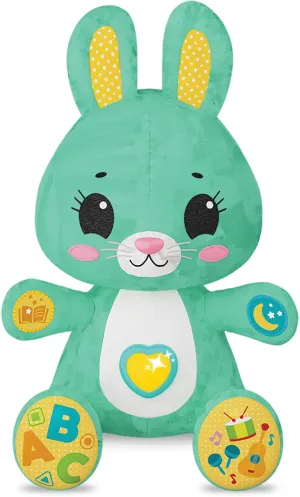 Kids Hits Play with Me Bunny – Interactive Plush Musical Toy for Toddlers – Light-Up Belly, ABCs, Lullabies & Fairy Tales – Educational Stuffed Rabbit – Ages 1 