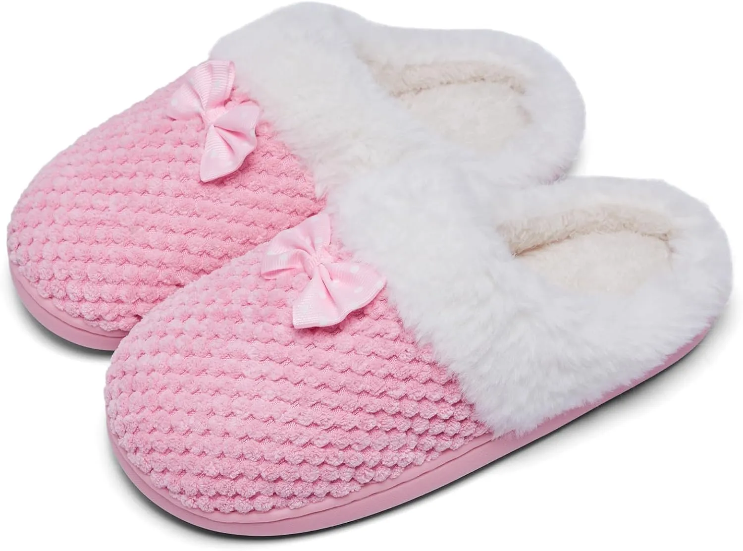 Kids Toddler Girls Slippers Memory Foam Comfort Wool-Like Plush Fleece Lined Winter House Shoes for Indoor