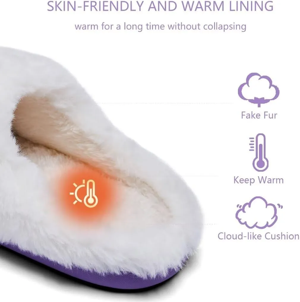 Kids Toddler Girls Slippers Memory Foam Comfort Wool-Like Plush Fleece Lined Winter House Shoes for Indoor