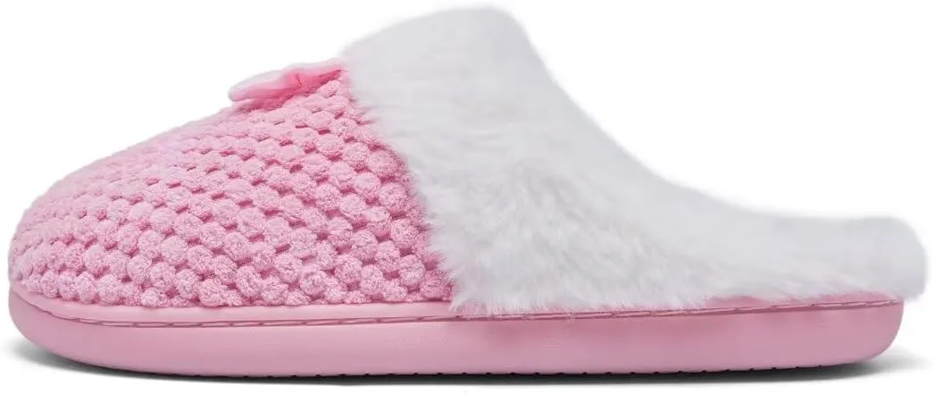 Kids Toddler Girls Slippers Memory Foam Comfort Wool-Like Plush Fleece Lined Winter House Shoes for Indoor