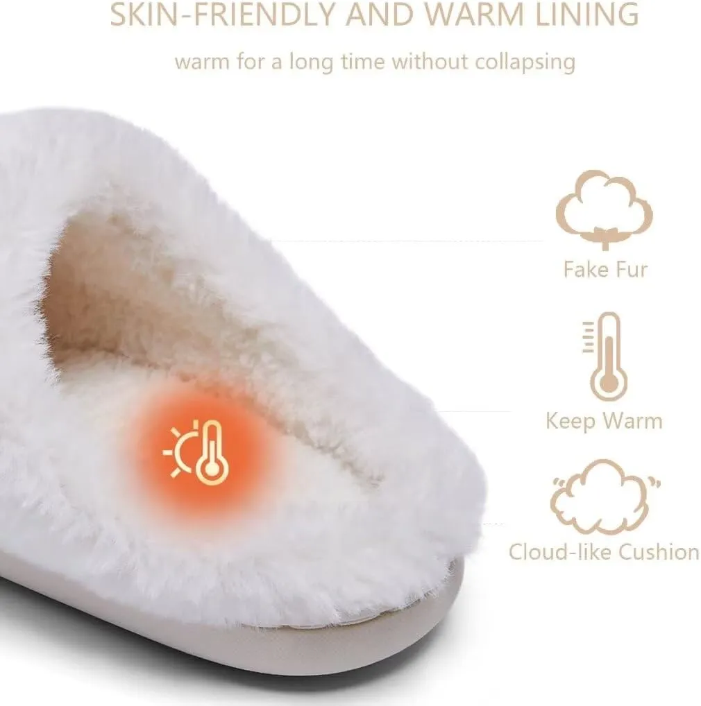 Kids Toddler Girls Slippers Memory Foam Comfort Wool-Like Plush Fleece Lined Winter House Shoes for Indoor