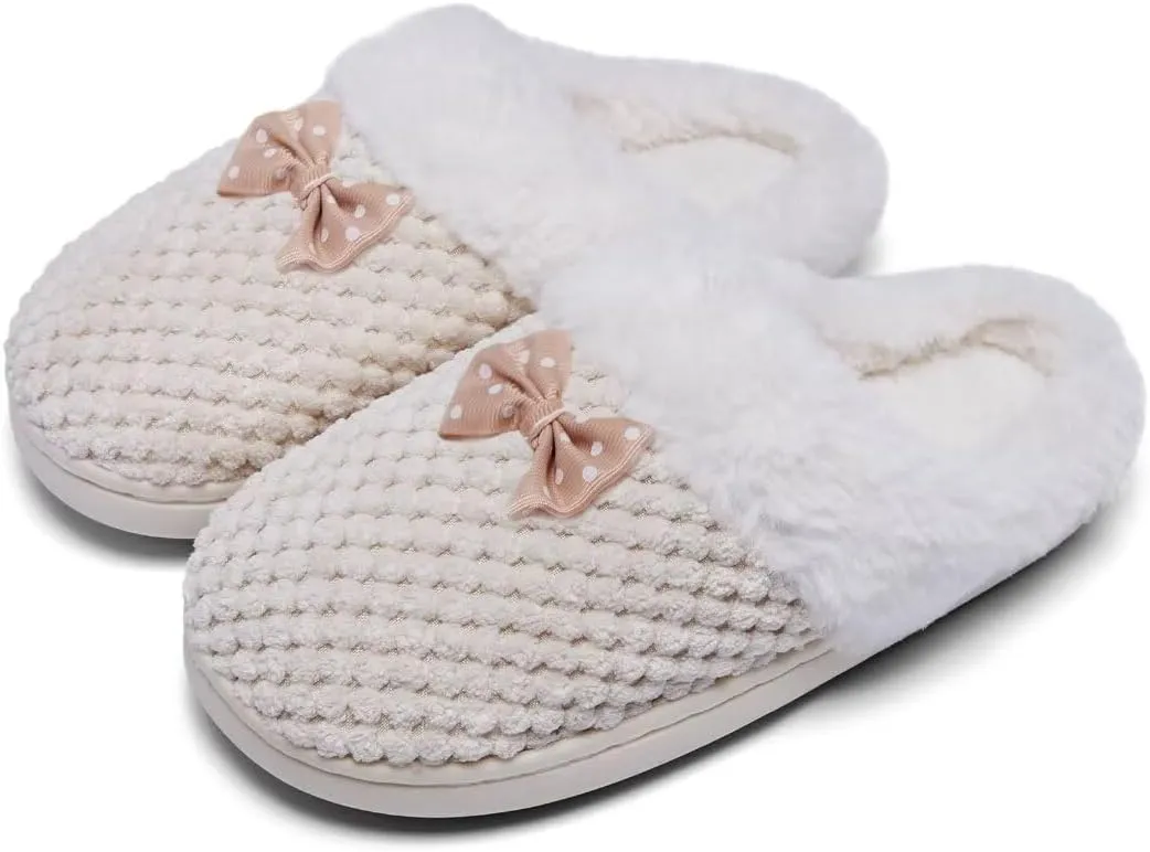 Kids Toddler Girls Slippers Memory Foam Comfort Wool-Like Plush Fleece Lined Winter House Shoes for Indoor