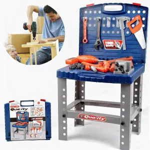 Kids Toy Tool Workbench with Realistic Tools and Electric Drill - 68 Pcs Pretend Play Construction Workshop Toolbench STEM Building Toys