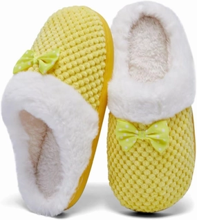 Kids Toddler Girls Slippers Memory Foam Comfort Wool-Like Plush Fleece Lined Winter House Shoes for Indoor