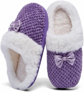 Kids Toddler Girls Slippers Memory Foam Comfort Wool-Like Plush Fleece Lined Winter House Shoes for Indoor