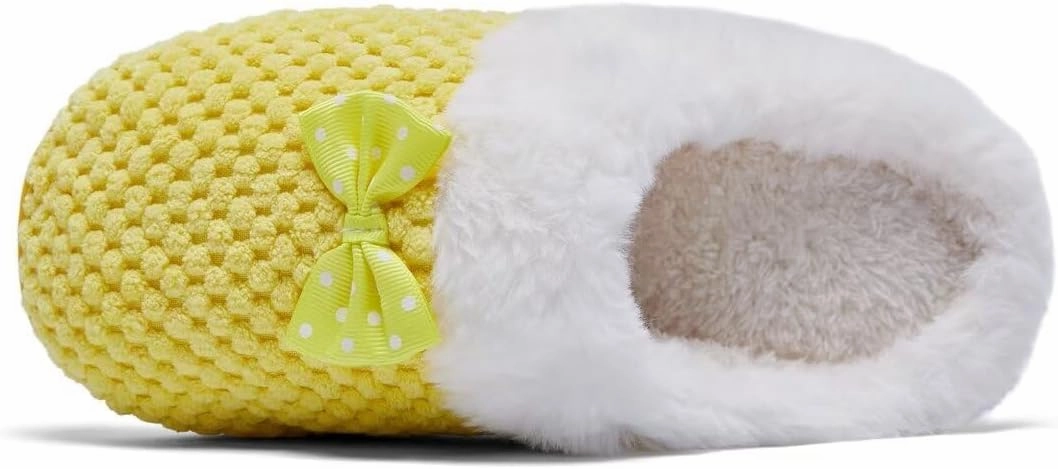 Kids Toddler Girls Slippers Memory Foam Comfort Wool-Like Plush Fleece Lined Winter House Shoes for Indoor