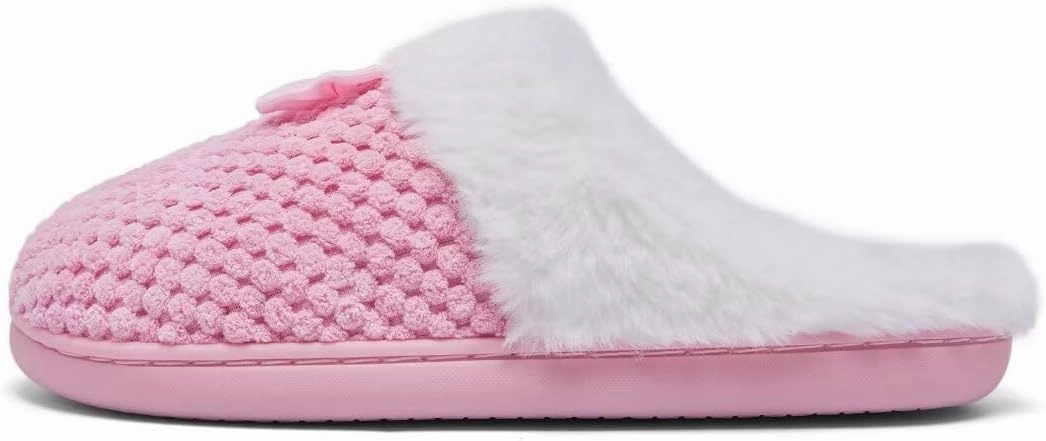 Kids Toddler Girls Slippers Memory Foam Comfort Wool-Like Plush Fleece Lined Winter House Shoes for Indoor