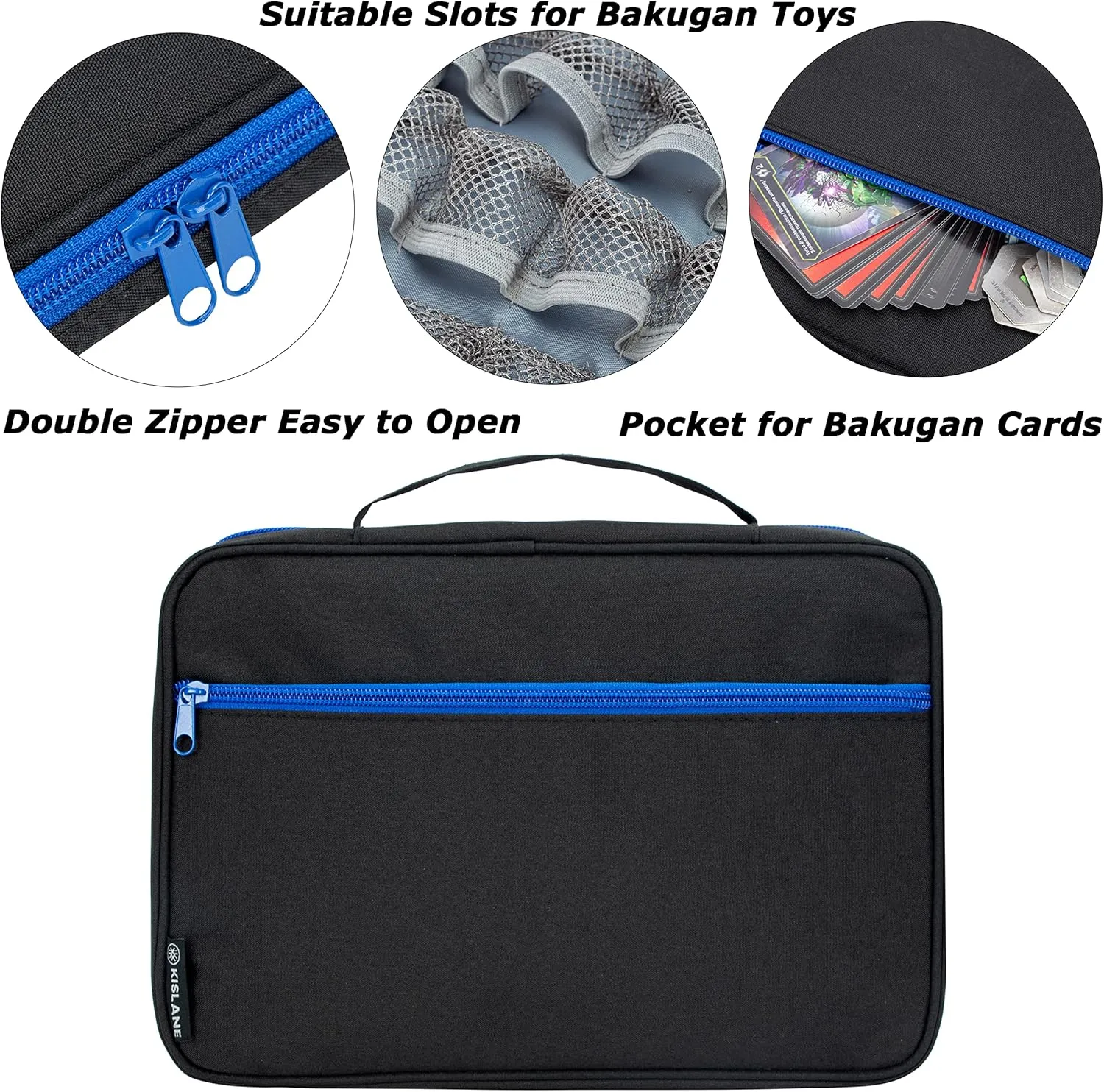 KISLANE Carrying Case Compatible with 64 Bakugan Figures, Case Compatible with Bakugan Accessories, Bag Only (Black)