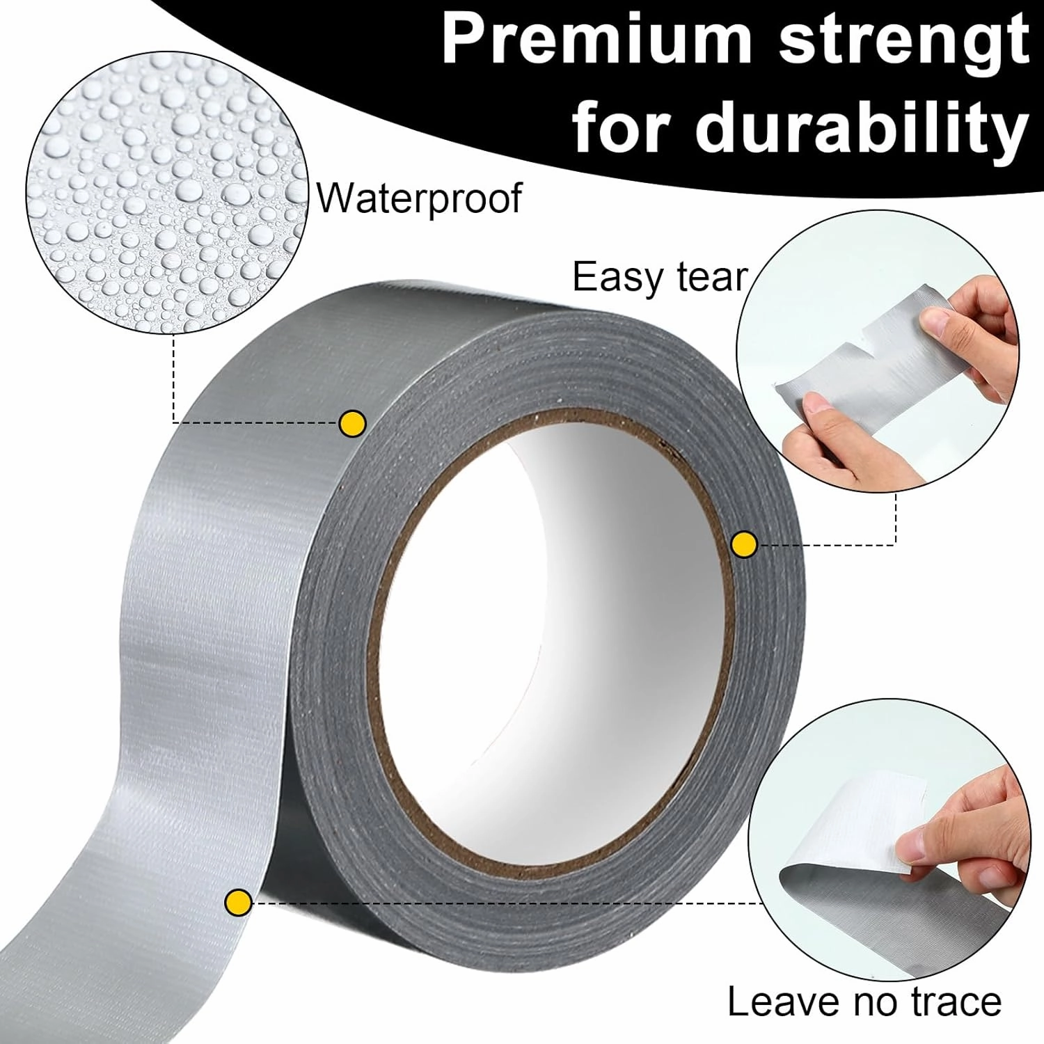 Kisston 16 Rolls Duct Tape Bulk, 30 Yards x 1.88 Inch Heavy Duty Duct Tape Waterproof Flexible Tear by Hand Bulk for Home Use Strong No Residue