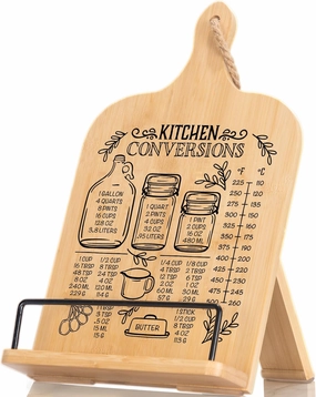 Kitchen Conversion Chart Cookbook Stand, Recipe Holder for Kitchen Counter, Cookbook Holder Stand, Kitchen Book Holder, Unique Gifts for Women, Natural Wood Color