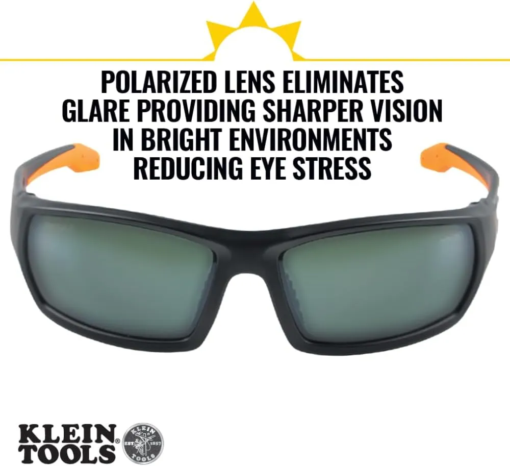 Klein Tools 60539 Safety Glasses, Professional PPE Protective Eyewear, Full Frame, Scratch Resistant and Anti-Fog, Polarized Lens