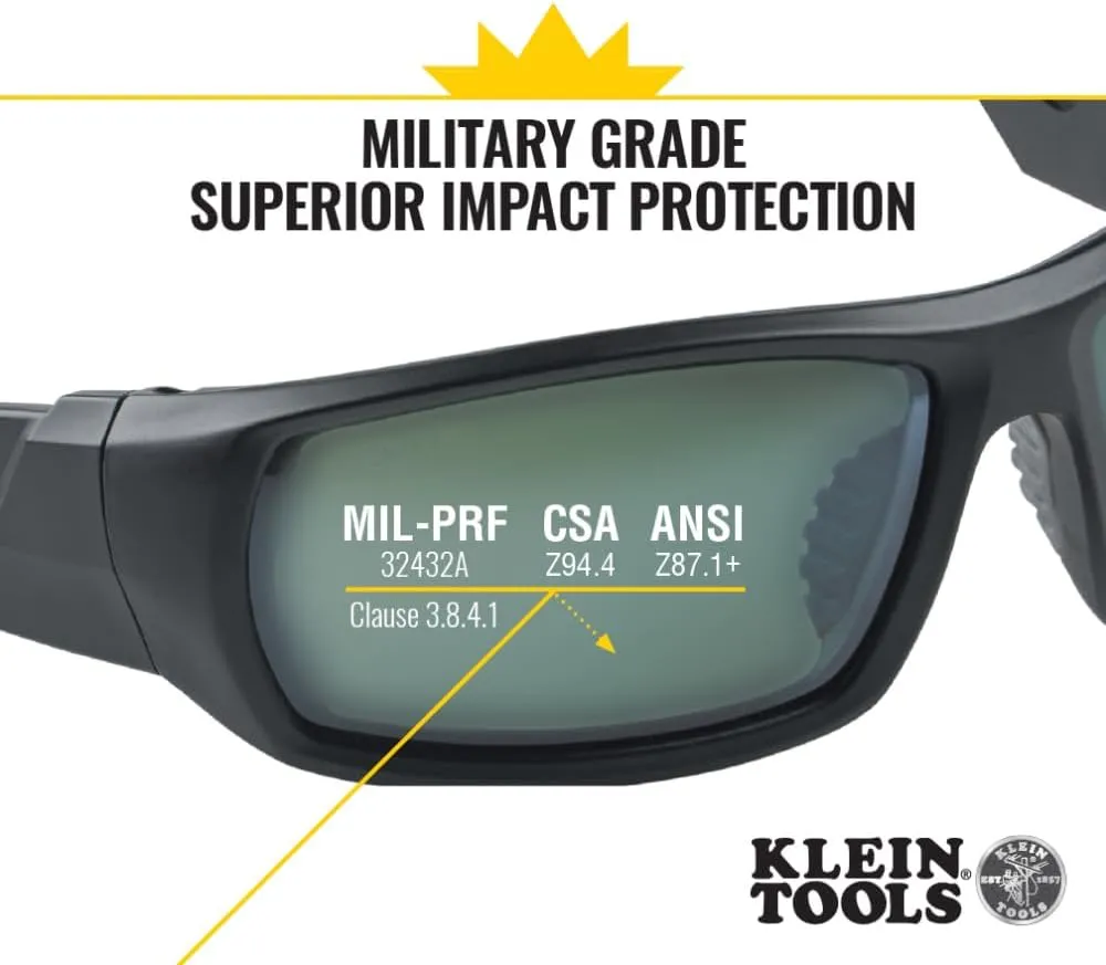 Klein Tools 60539 Safety Glasses, Professional PPE Protective Eyewear, Full Frame, Scratch Resistant and Anti-Fog, Polarized Lens