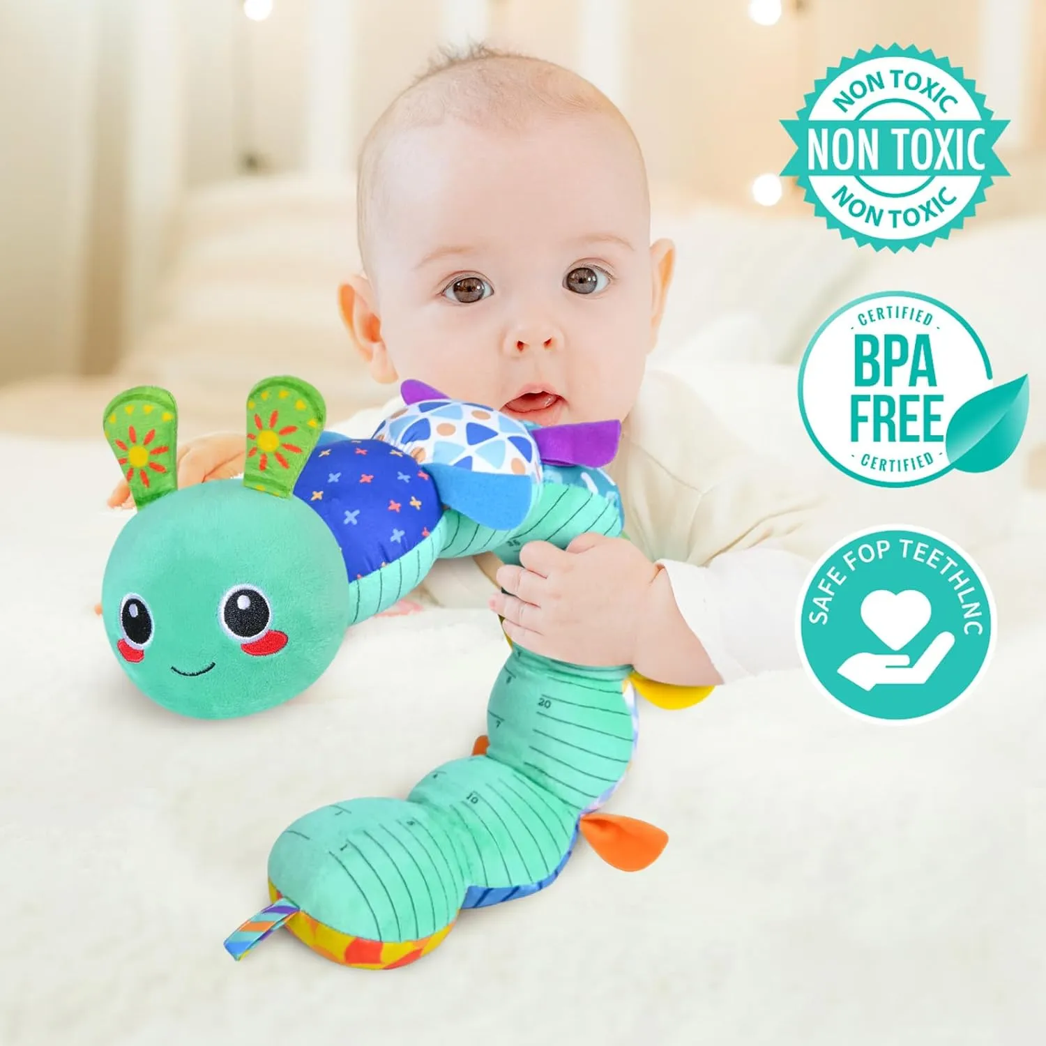 KMUYSL Baby Toys 0-6 6-12 Months, Sensory Music Animal Stuffed Toy for 0 1 2 3 4 5 6  Months, Plush Toy with Crinkle and Rattles for Infant Newborn, Tummy Time Toys Gifts for 0-3-6-12 Month