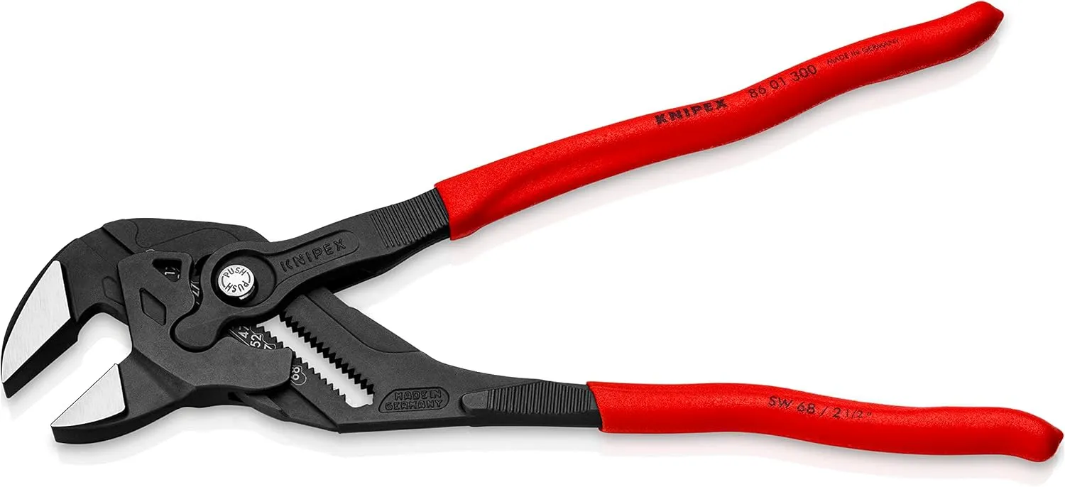 Knipex Pliers Wrench pliers and a wrench in a single tool grey atramentized, with non-slip plastic coating 300 mm 86 01 300