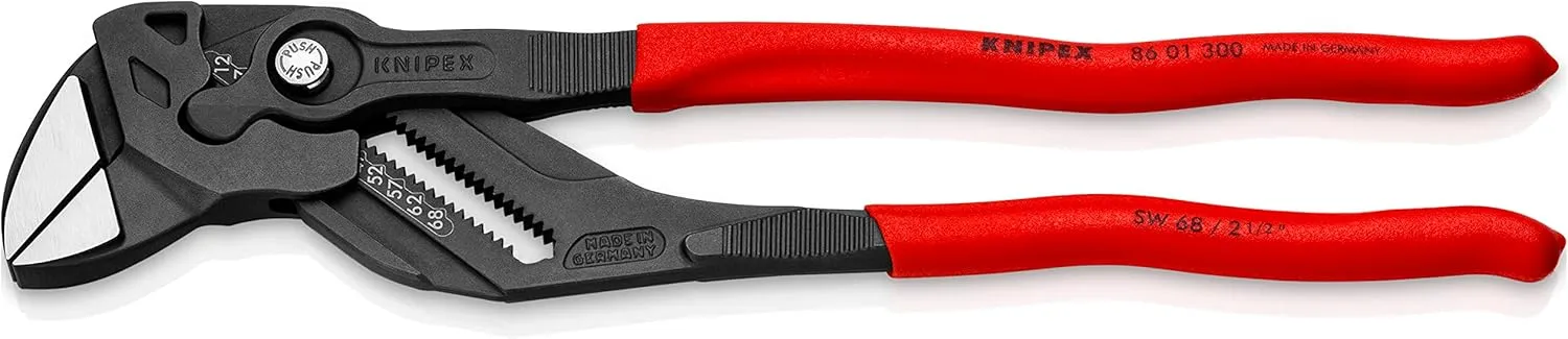 Knipex Pliers Wrench pliers and a wrench in a single tool grey atramentized, with non-slip plastic coating 300 mm 86 01 300