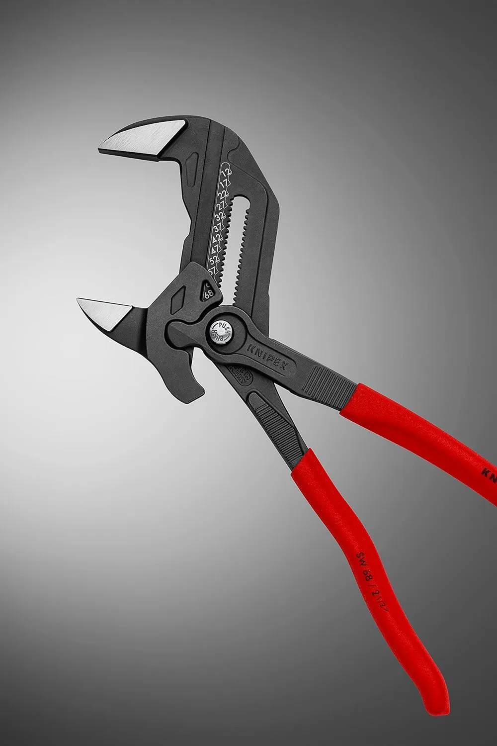 Knipex Pliers Wrench pliers and a wrench in a single tool grey atramentized, with non-slip plastic coating 300 mm 86 01 300
