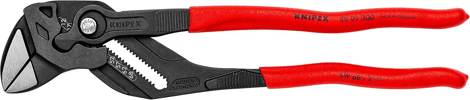 Knipex Pliers Wrench pliers and a wrench in a single tool grey atramentized, with non-slip plastic coating 300 mm 86 01 300