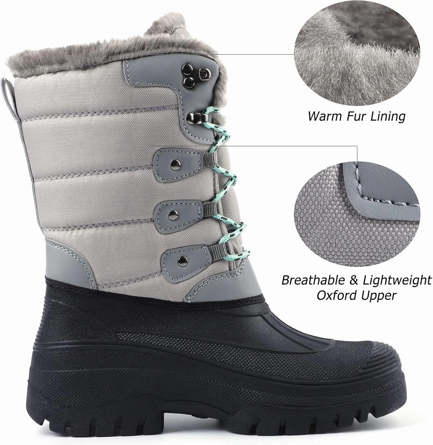Knixmax Women's Winter Snow Boots Waterproof Mid Calf Booties Fur Lined Warm Outdoor Insulated Mucker Yard Skiing Hiking Boots