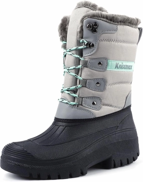 Knixmax Women's Winter Snow Boots Waterproof Mid Calf Booties Fur Lined Warm Outdoor Insulated Mucker Yard Skiing Hiking Boots