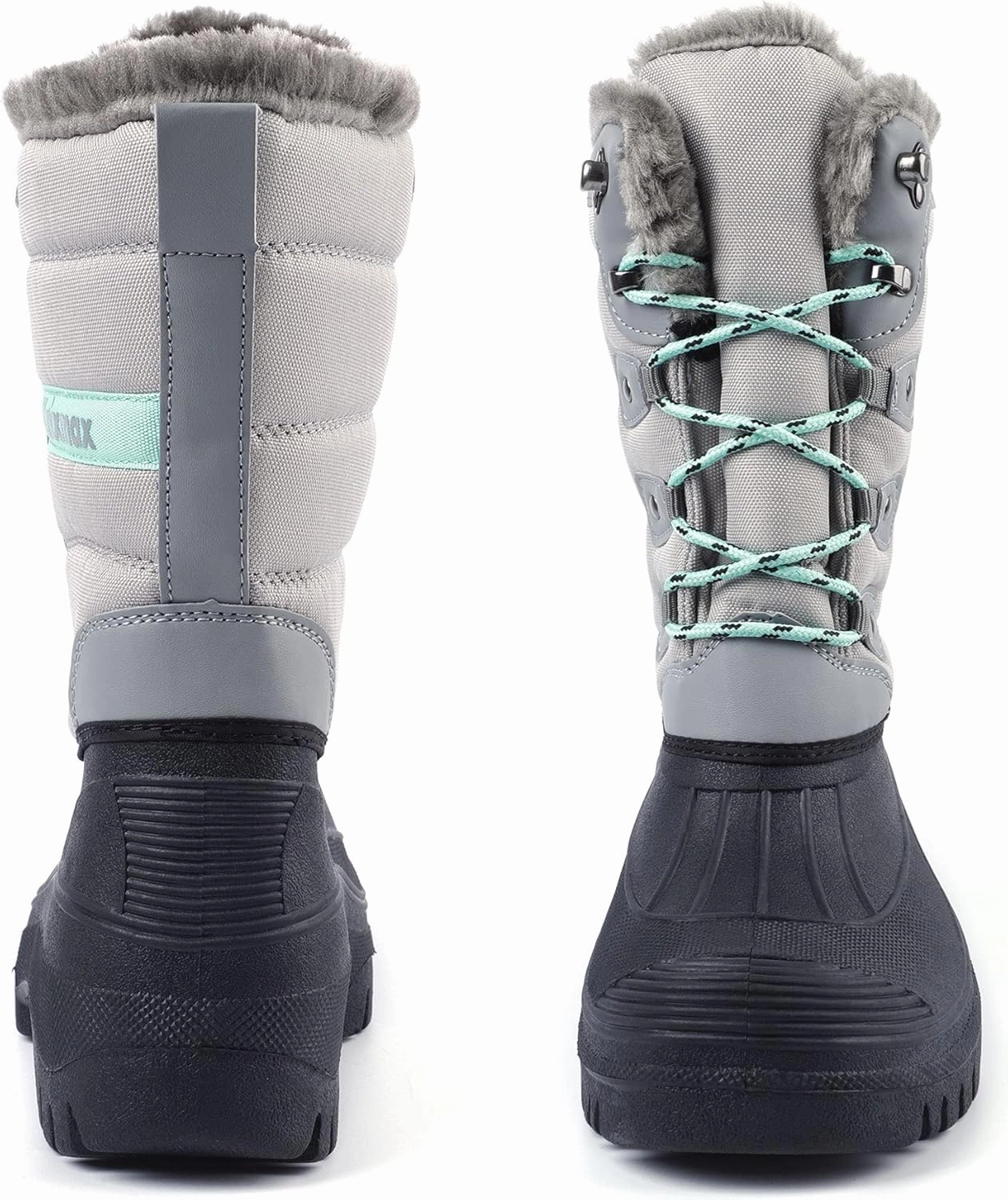 Knixmax Women's Winter Snow Boots Waterproof Mid Calf Booties Fur Lined Warm Outdoor Insulated Mucker Yard Skiing Hiking Boots
