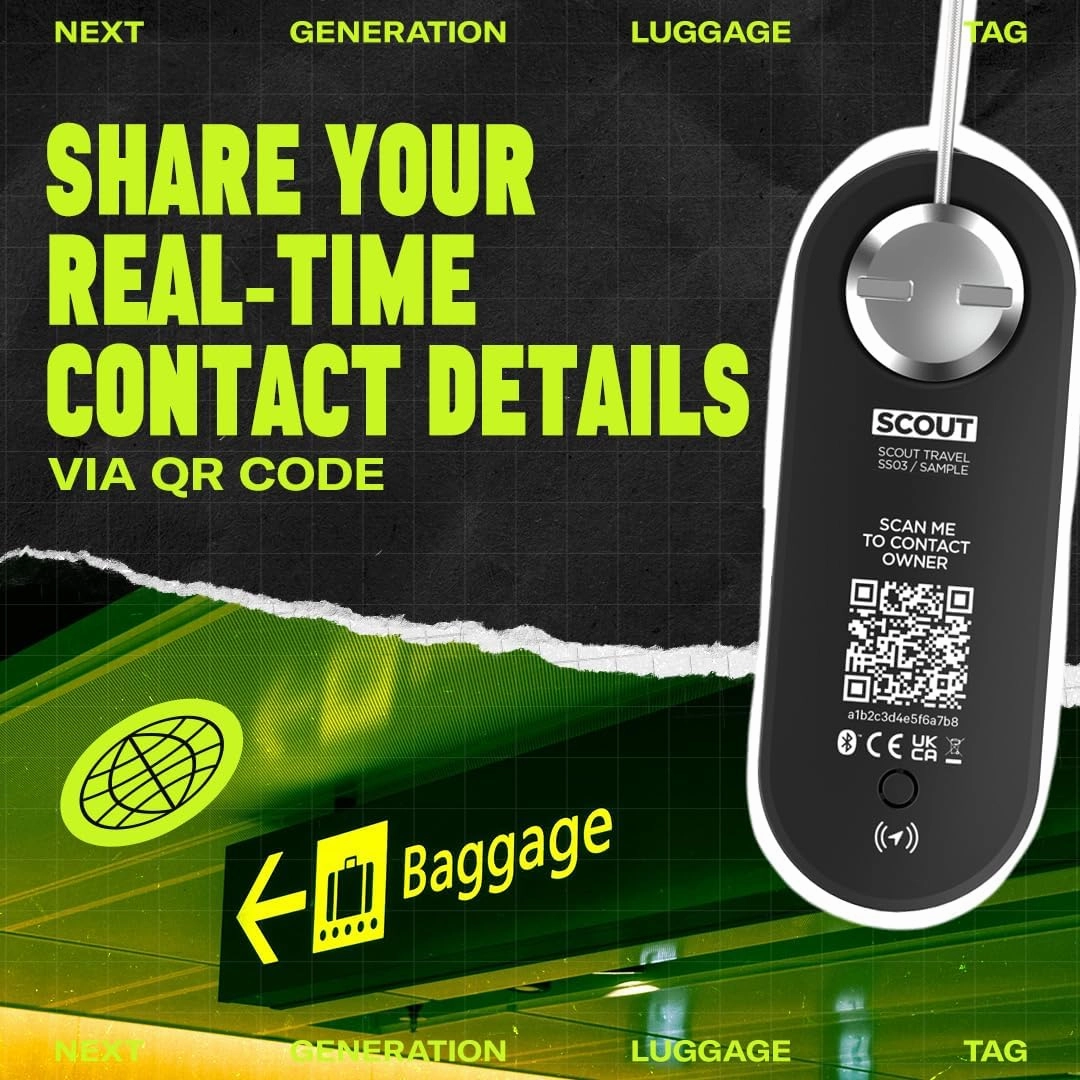 Knog Scout iOS Smart Tag, Tracker & 85d Alarm – Rechargeable Luggage Tag Compatible with iOS App & Apple Find My, Digital Contact Info, Remote Chime, Low Battery Alerts, Water-Resistant, Green