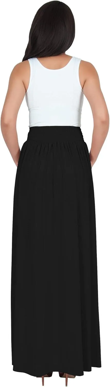 KOH KOH Womens Long Flowy Cute Modest High Waist Floor Length Pockets Maxi Skirt