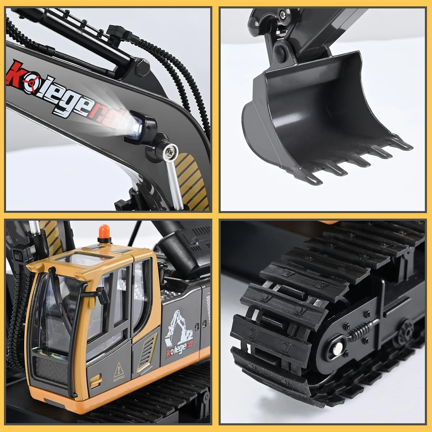 kolegend Remote Control Excavator Toy 16 Inch, 11 Channel RC Construction Vehicles Hydraulic Haulers Digger Toys Gift for 6 7 8 9 10 Years Old Kids Boys