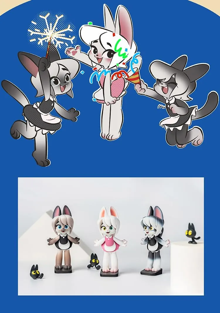 KONGZOO Maid cat Series Cute Figure Collectible Doll Gift Ornaments 1 PC Random