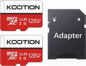 KOOTION 128GB Micro SD Card 2 Pack, UHS-I microSDXC Flash Memory Card, C10, U1, Full HD, Class 10 TF Card with Adapter