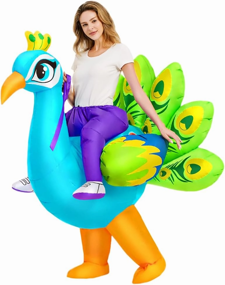 KOOY Peacock Costume Adult, Inflatable Costume Adult Women/Girls, Fancy Funny Plus Size Blow Up Costume for Christmas Halloween Party