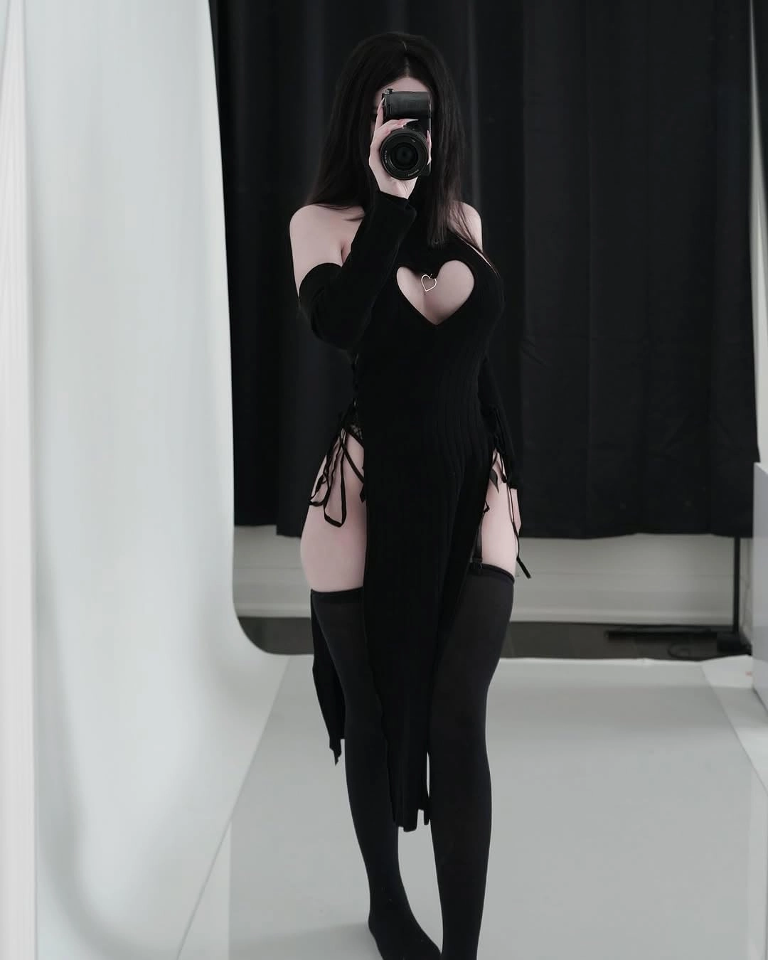 KORURACLUB Love Cheongsam costume White/Black premium sweater cosplay lingerie Love Cheongsam succubus lingerie