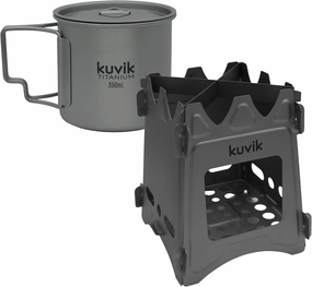 Kuvik 350ml (11.8 oz) Titanium Cup & Titanium Wood Stove Bundle