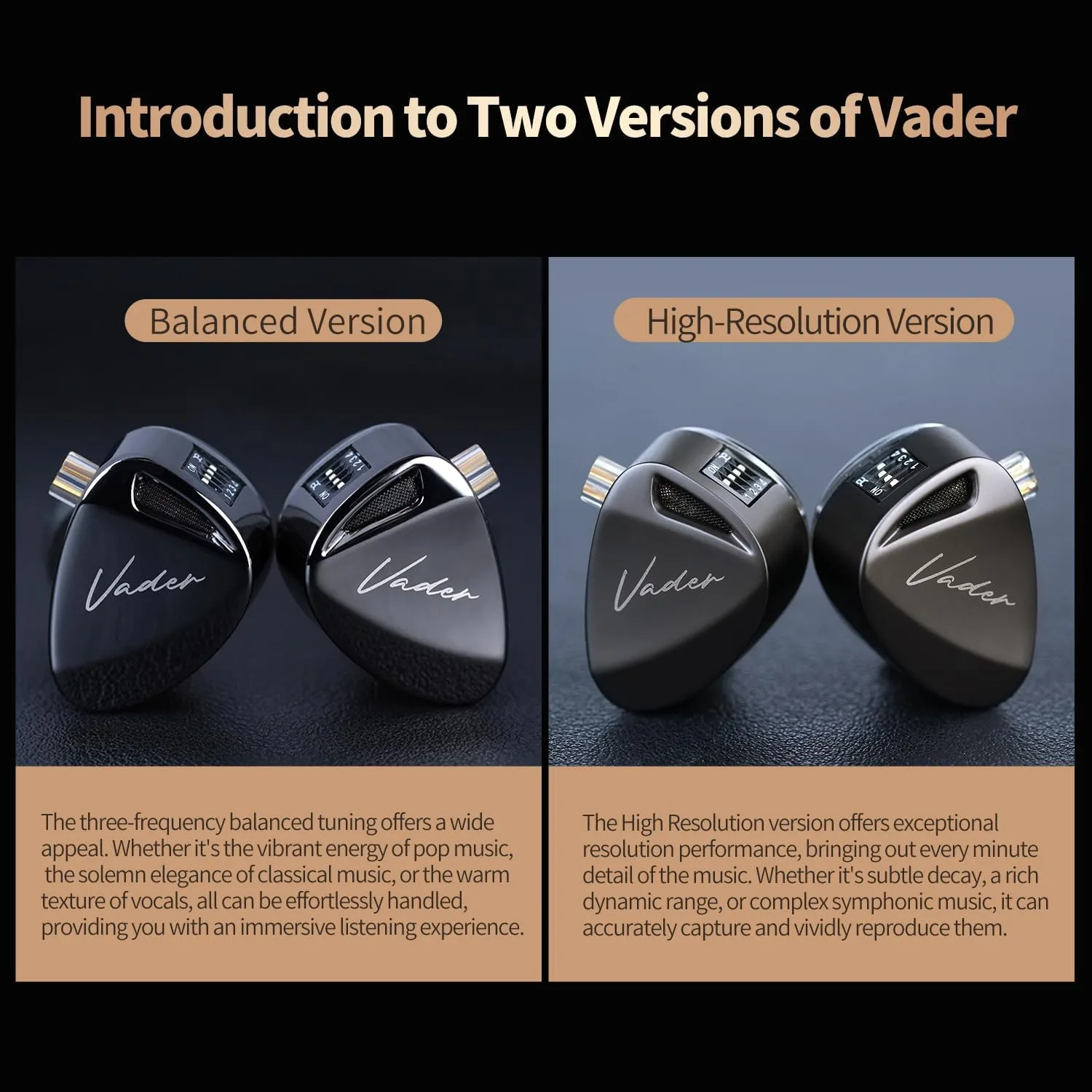 KZ Vader Triple Driver in-Ear Monitor Music Earphone,HiFi IEM with 4 Tuning Levels, 0.75mm Pins Wired Sport Earbud Headphones (Balanced Version, Without Mic)