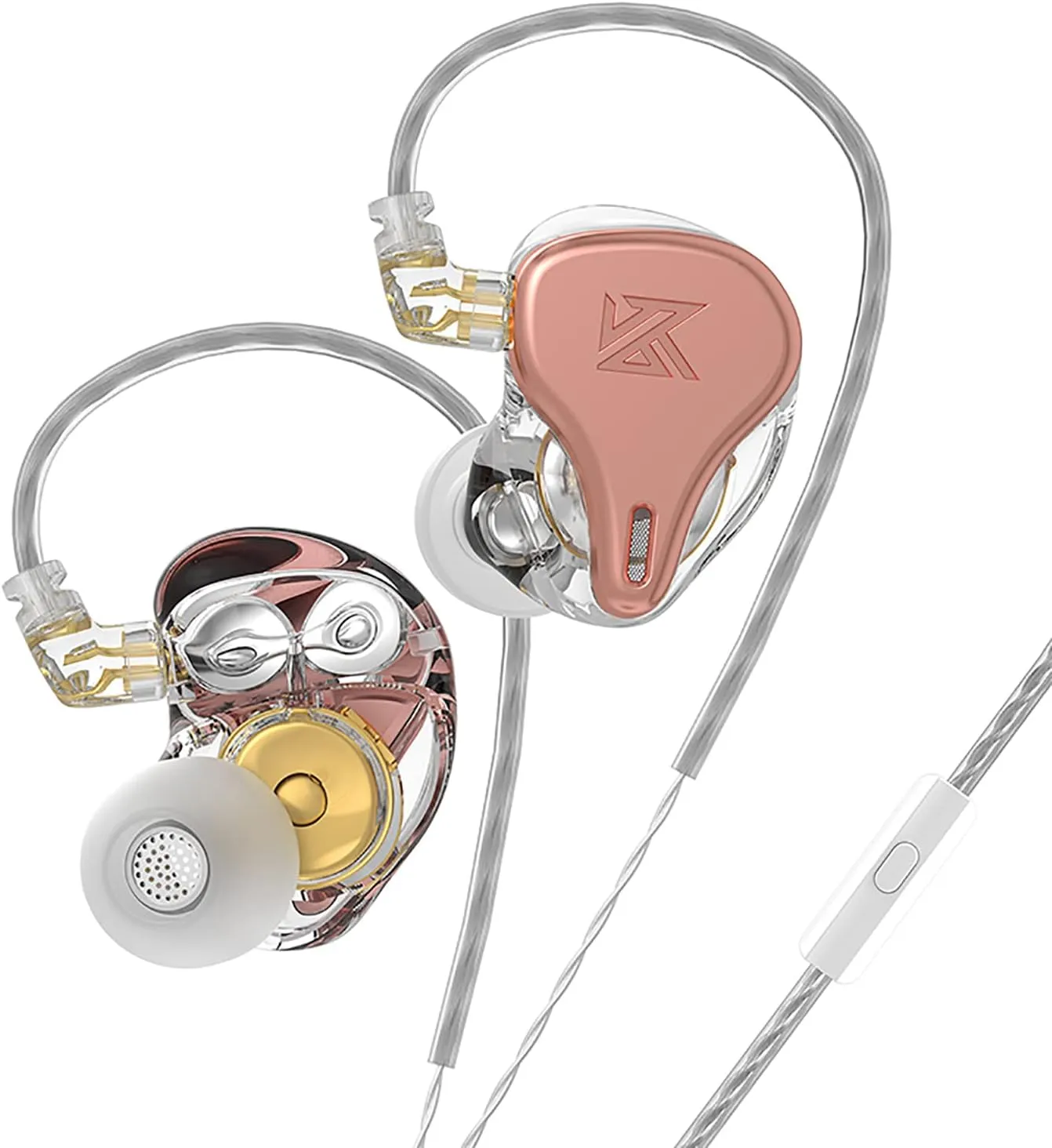 KZ x HBB DQ6S in-Ear Monitors Made for Music Lovers Wired Headset/Headphones Detachable Earphone HiFi Noise-canceling Earbuds (Rose Gold(with mic))