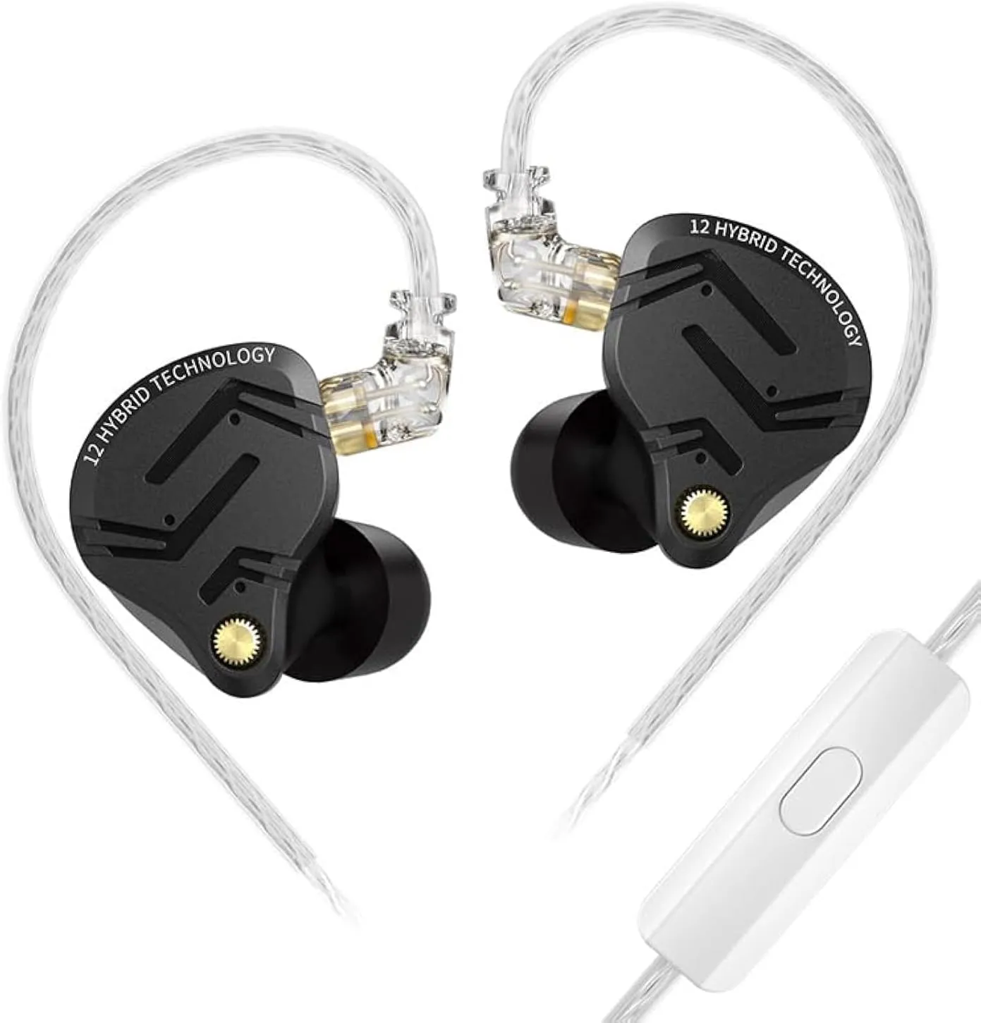 KZ ZS12 PRO X in Ear Monitor Headphones 1DD 5BA HiFi Stereo Sound Wired Earbuds Noise Cancelling Earphone with Full Metal Cavity for Musicians/Singers (with Mic, Black)