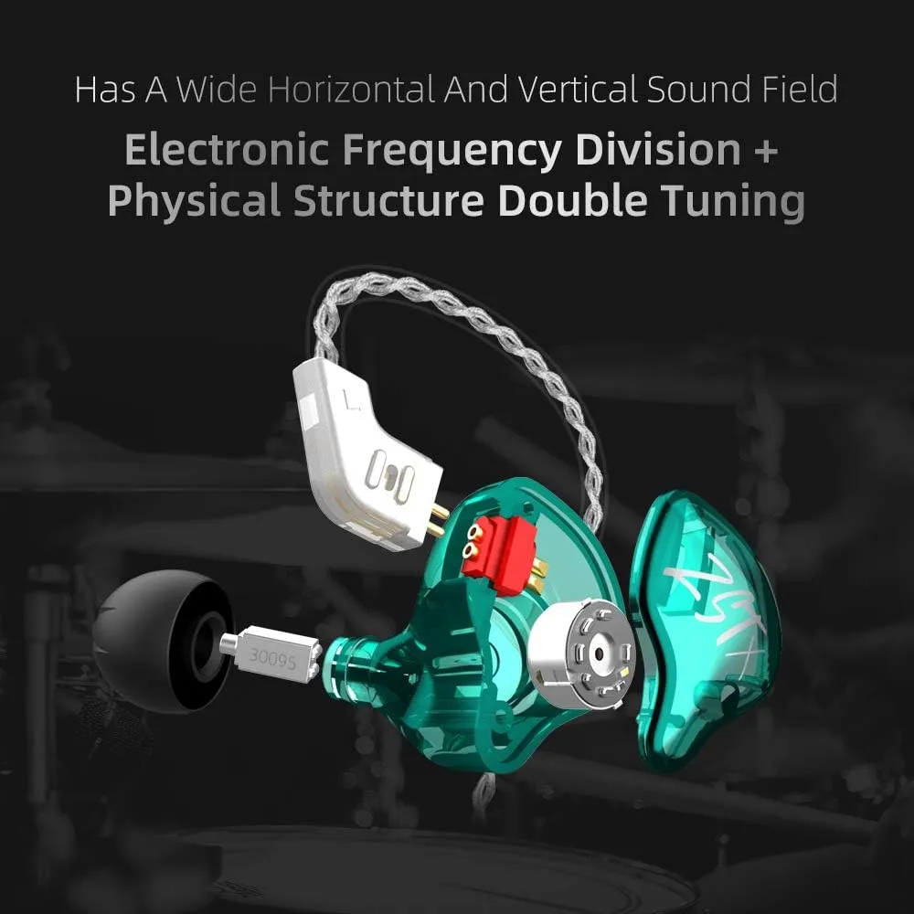 KZ ZST X in-Ear Monitors, Upgraded Dynamic Hybrid Dual Driver ZSTX Earphones, HiFi Stereo IEM Wired Earbuds/Headphones with Detachable Cable for Musician Audiophile (Without Mic, Purple)