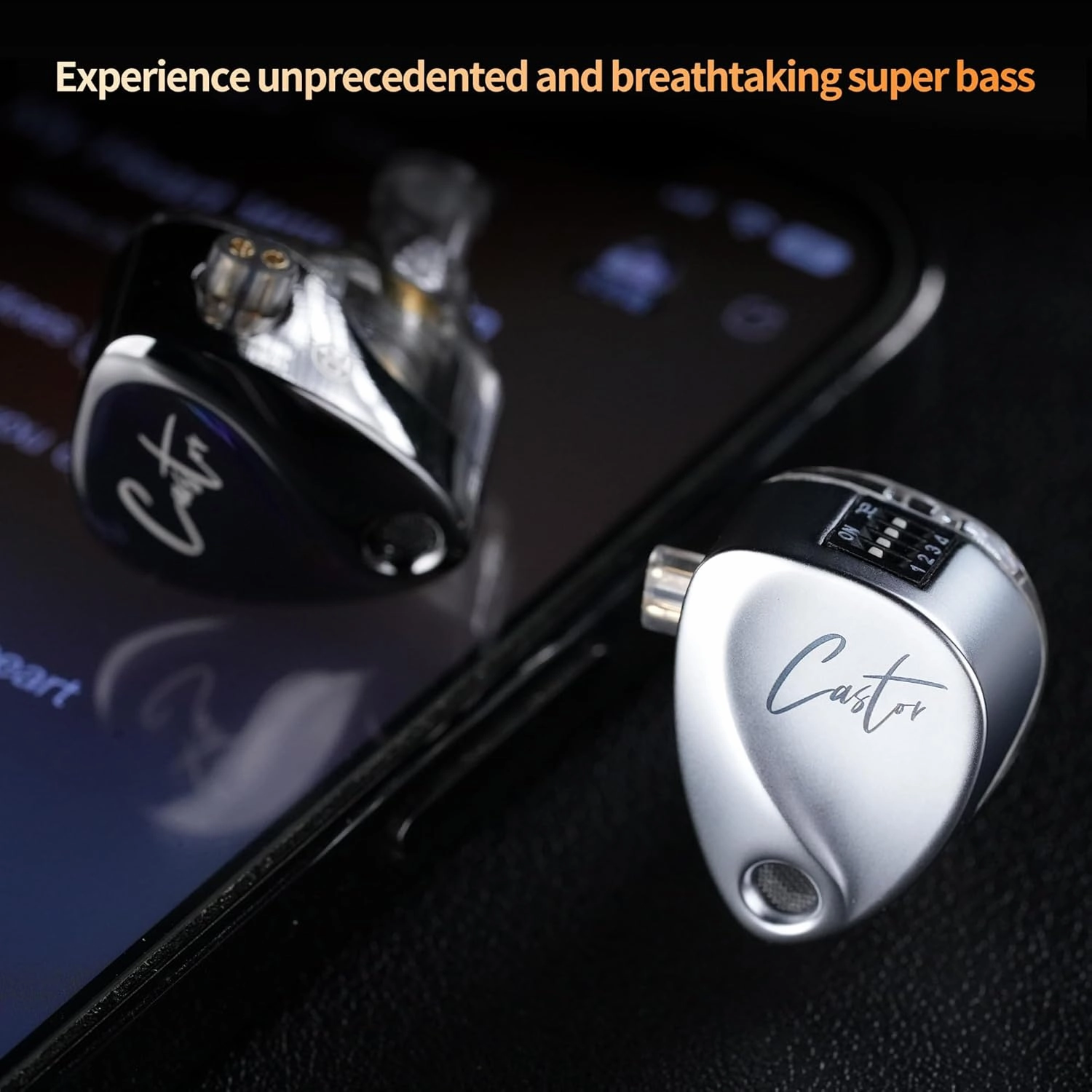 KZ Castor in Ear Monitor, Harman Edition IEM with Dual Dynamic Drivers, Tunable in Ear Headphones Gaming Earbuds with Adjusting Switch, Noise-isolating (Standard Version, with Microphone)