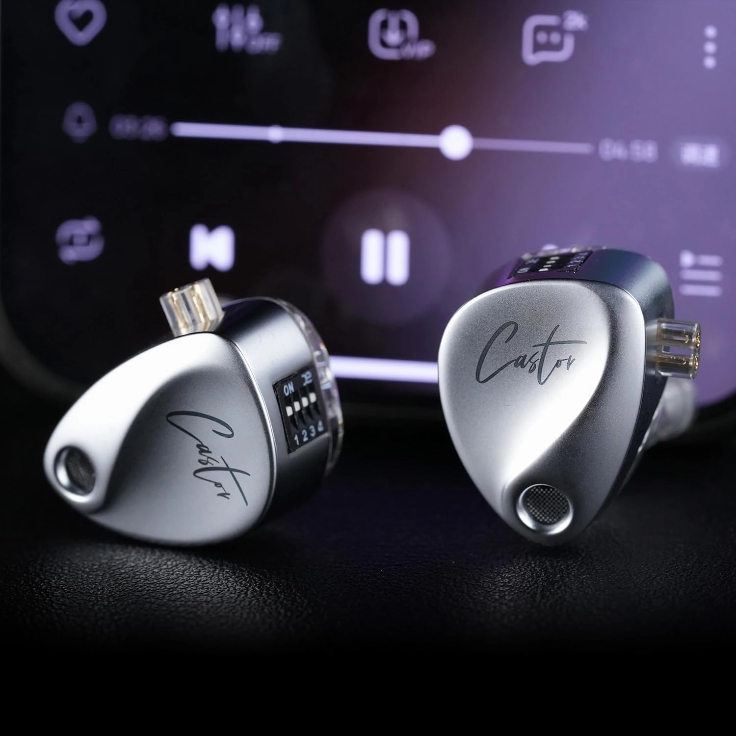 KZ Castor in Ear Monitor, Harman Edition IEM with Dual Dynamic Drivers, Tunable in Ear Headphones Gaming Earbuds with Adjusting Switch, Noise-isolating (Standard Version, with Microphone)