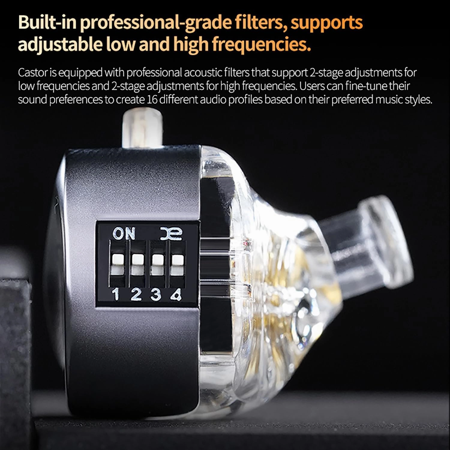 KZ Castor in Ear Monitor, HiFi Improved Bass in Ear Headphone, Dual-Dynamic Driver Gaming Earbuds, 2PIN-C Detachable Cable