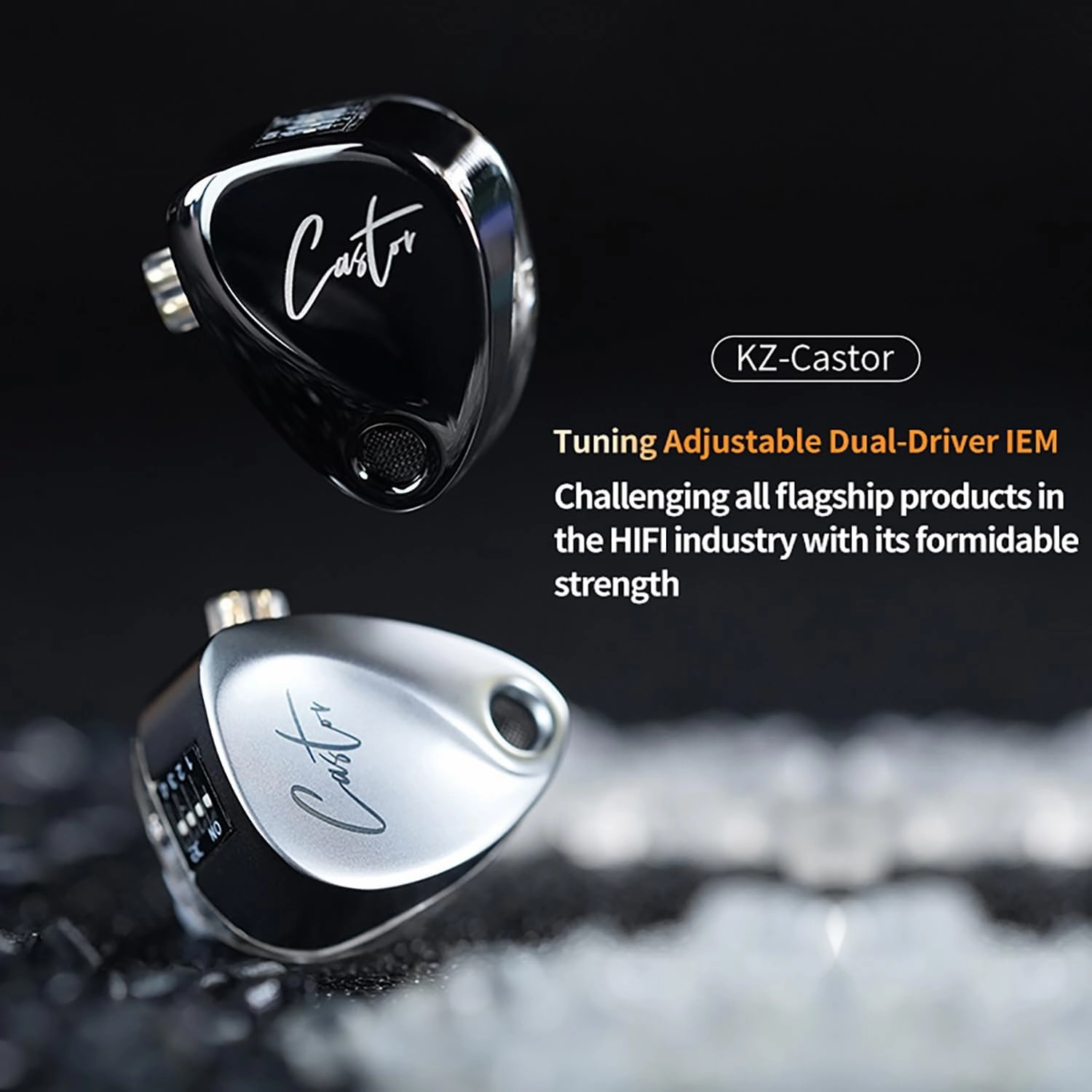 KZ Castor in Ear Monitor, HiFi Improved Bass in Ear Headphone, Dual-Dynamic Driver Gaming Earbuds, 2PIN-C Detachable Cable