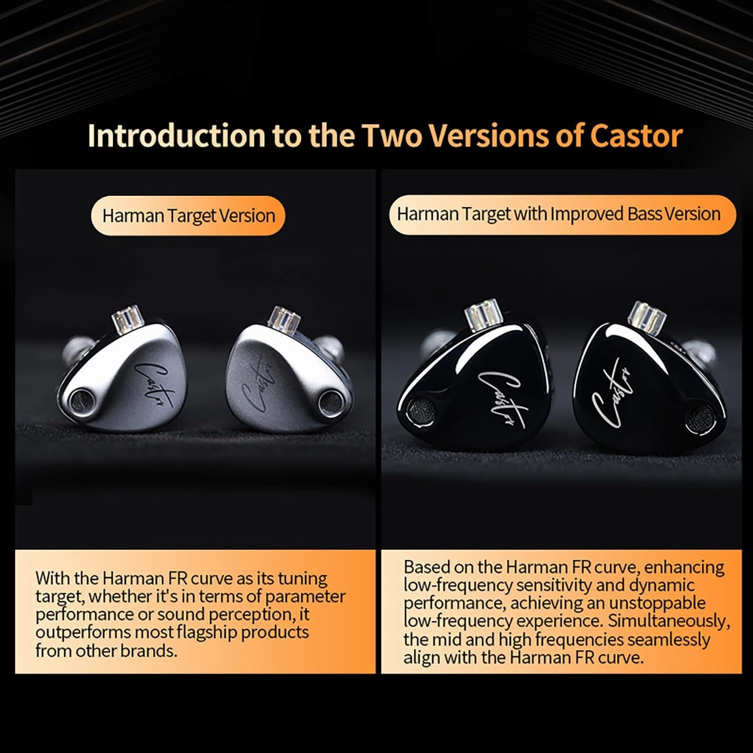KZ Castor in Ear Monitor, HiFi Improved Bass in Ear Headphone, Dual-Dynamic Driver Gaming Earbuds, 2PIN-C Detachable Cable