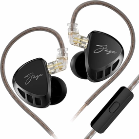 KZ Saga in-Ear Monitor, High-Performance Inner Magnetic Dynamic Driver HiFi Bass IEM, Clarity in All Frequency Stereo Sound Comfortable Headphones for Audio Engineers, Musicians (Bass Improved, Mic)