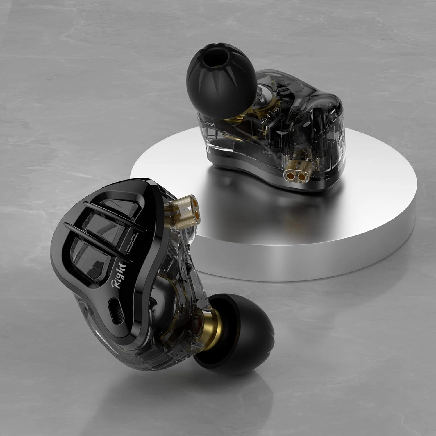 KZ ZAR in-Ear Monitors Headphones 7BA 1DD Hybrid Drivers IEM Earphones,HiFi in-Ear Wired Earphones with 2Pin Detachable Silver-Plated Cable for Singers Drummer Musician (Without Mic,Black)
