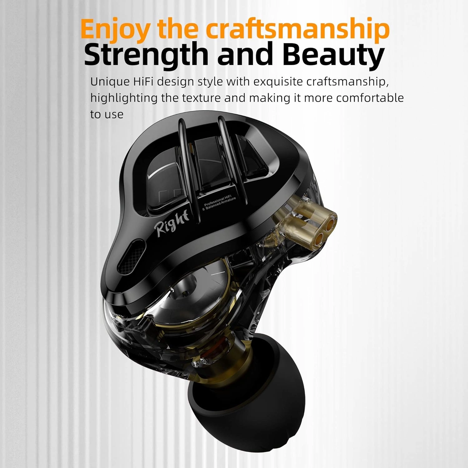 KZ ZAR in-Ear Monitors Headphones 7BA 1DD Hybrid Drivers IEM Earphones,HiFi in-Ear Wired Earphones with 2Pin Detachable Silver-Plated Cable for Singers Drummer Musician (Without Mic,Black)