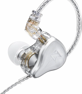 KZ ZAS in-Ear Headphones Wired Earbuds 16-Unit Hybrid in Ear Monitor Earphone 7BA 1DD IEM Earphone with 8 cores Silver Plated Cable(White, with Mic)